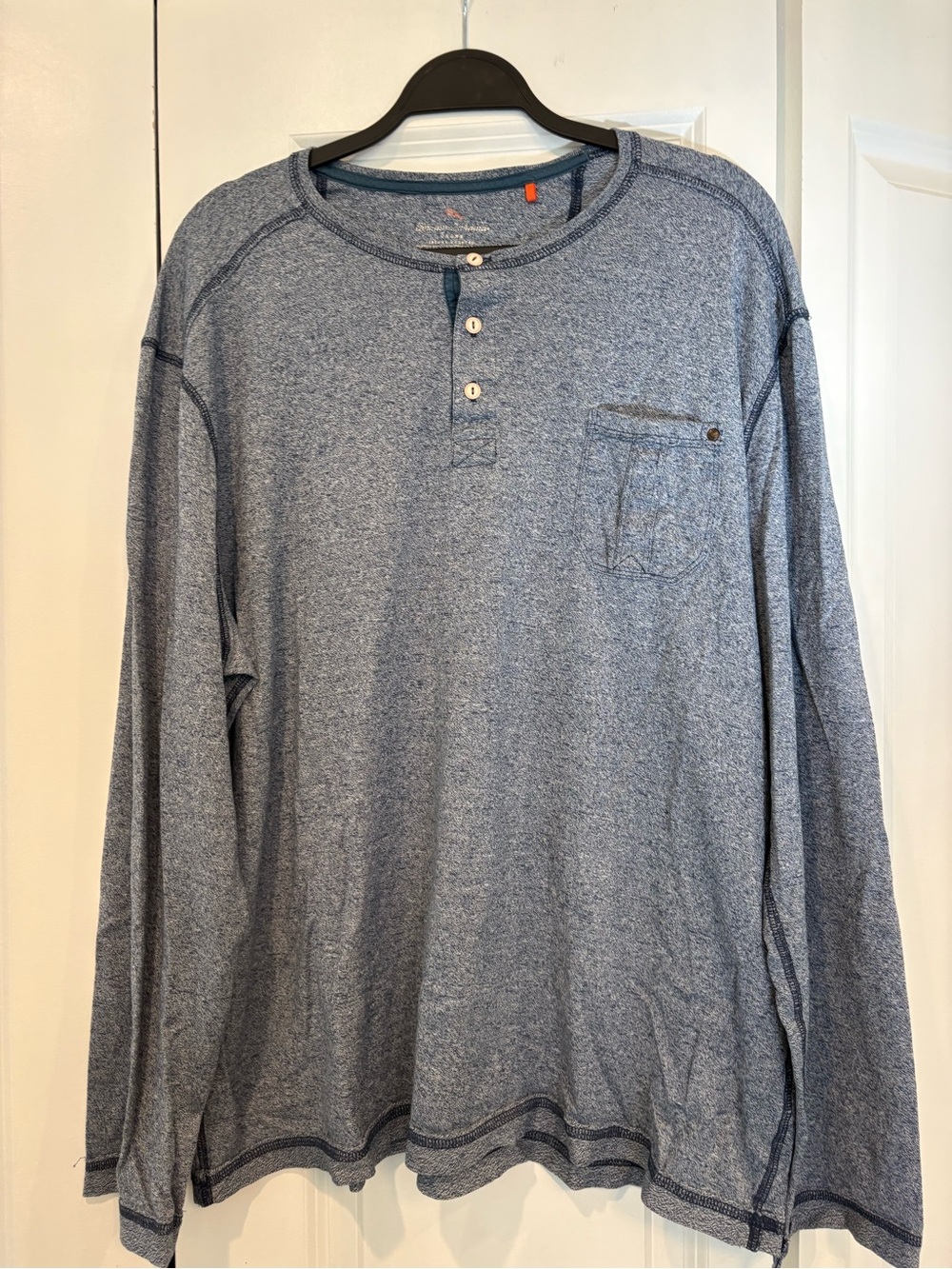 Tommy Bahama Long-Sleeve Henley in Light Blue Heather